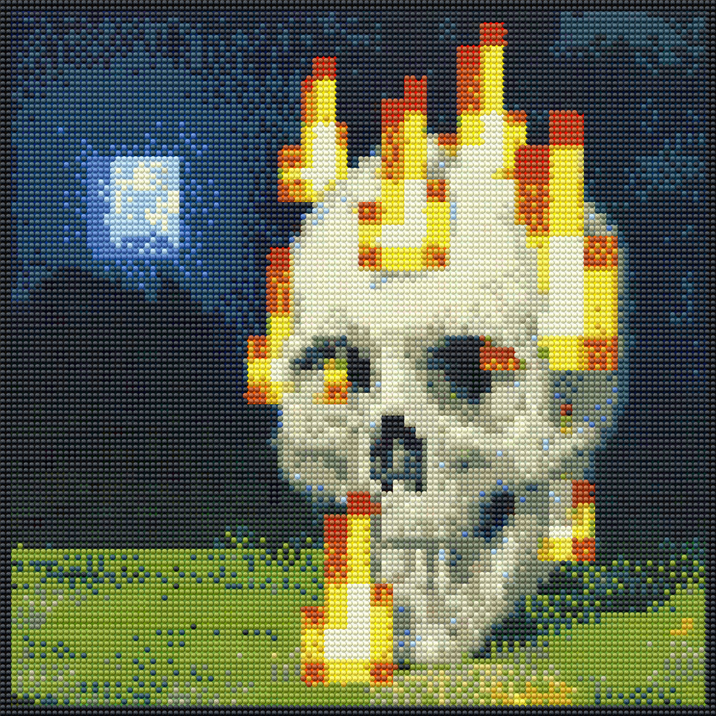 Burning Skull at Night